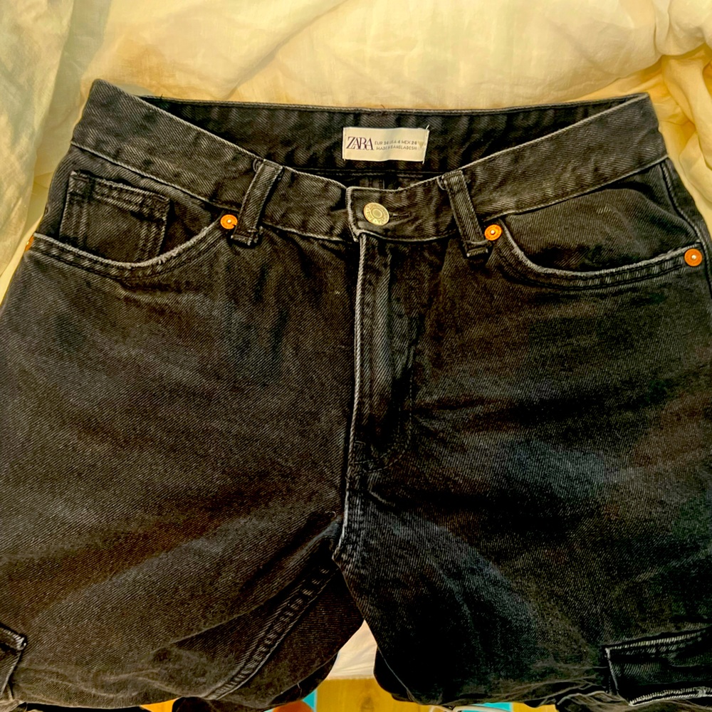 Zara Charcoal Denim Shorts